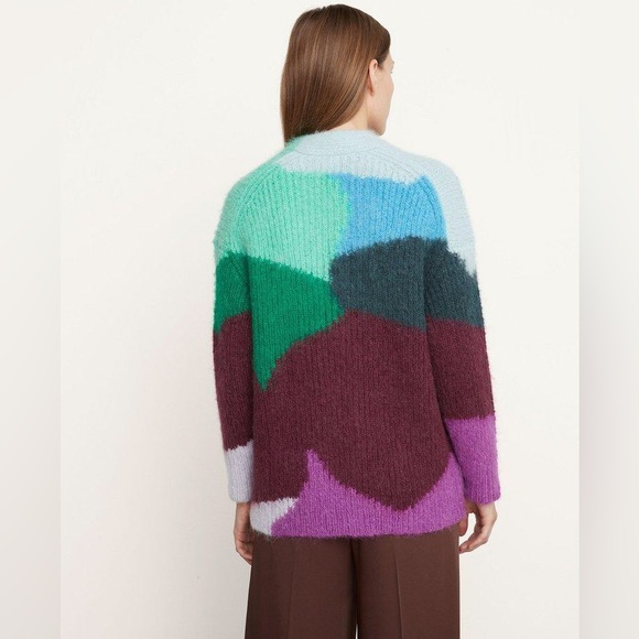 Vince Intarsia Wave Mohair Cardigan Sweater - Picture 3 of 4